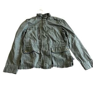 Love Tree Green Army utilityJacket zip and button front size large